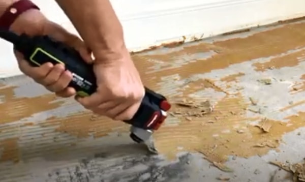 removal of adhesive from the floor with oscillating tool