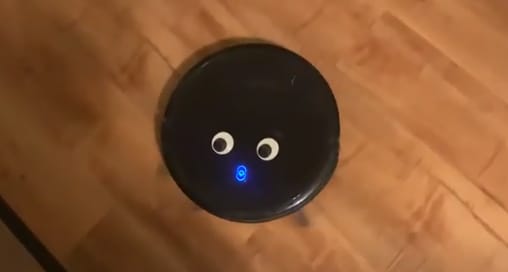 Googly eyes on Roomba